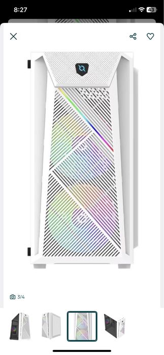 Sistem Desktop AMD Ryzen 5 4500 pana la 4.1 Ghz, 32 GB RAM DDR4SSD512GBm.2 NVMEplacavideoAMDRadeonRX5554G GDDR5 128 bit, carcasa alba tower gaming RGB