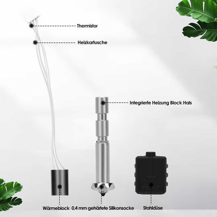 Kit hotend pentru Kobra 3 Max schimb rapid 0,4 mm duză din oțel întărit cu capac din silicon – 0,4 mm