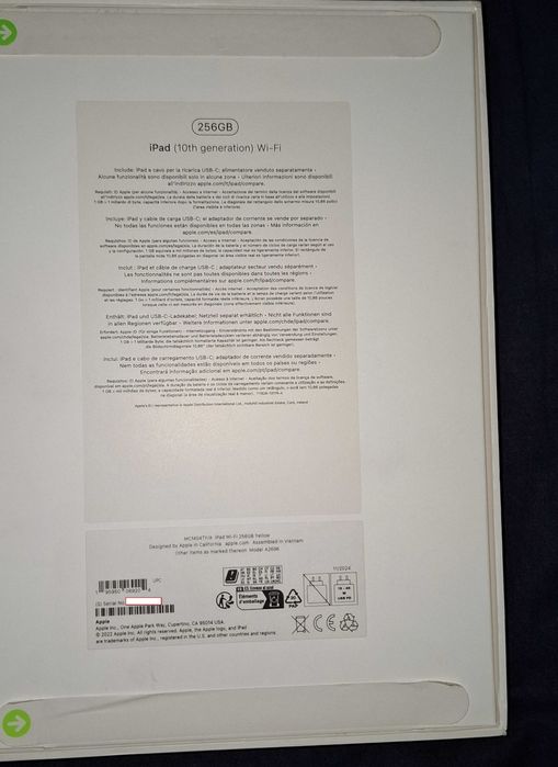 Vand iPad (gen.10), 10.9", 256GB, Wi-FI, Yellow, NOUA, Sigilata