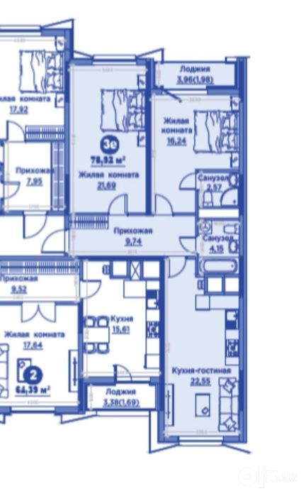 Regnum Plaza 80м2 Сквозная Вид во двор & улица