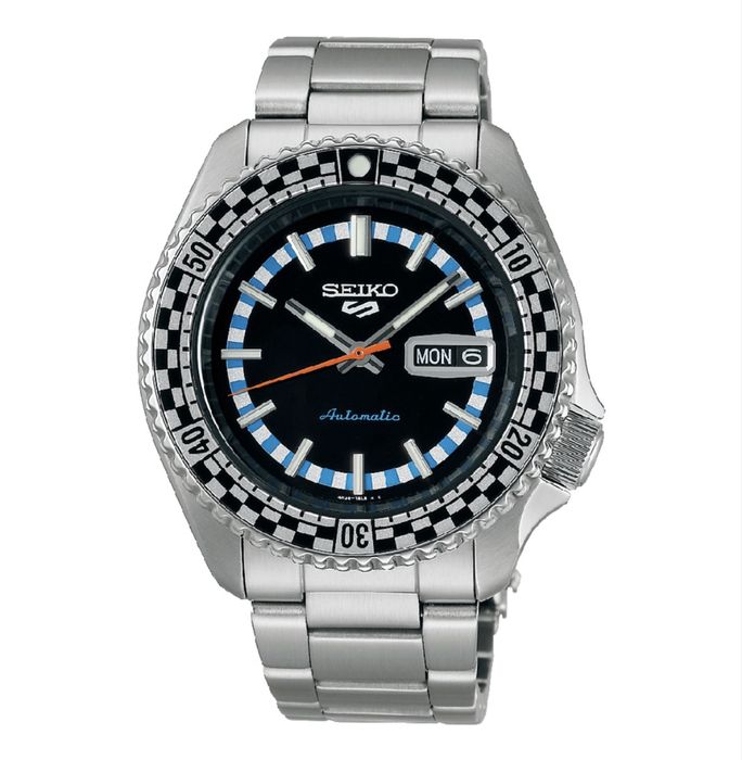 Чисто Нов Мъжки Часовник Seiko 5 Sports BLACK & WHITE ‘CHECKER FLAG’ SPECIAL EDITION SRPK67K1