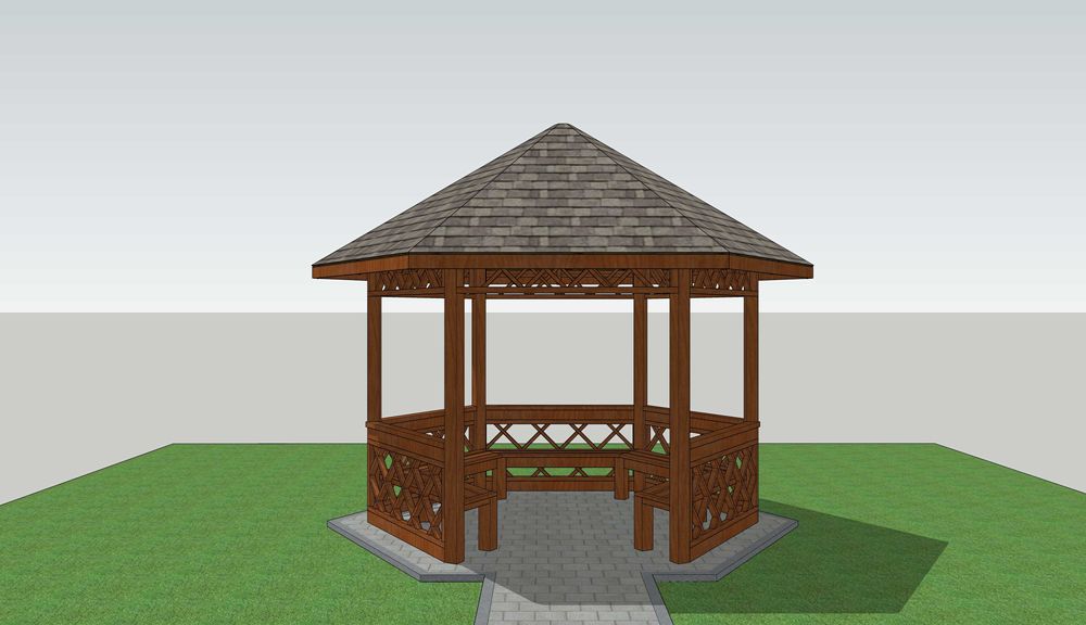 Шестигранная беседка 3.5х3.5 метра из клееного бруса