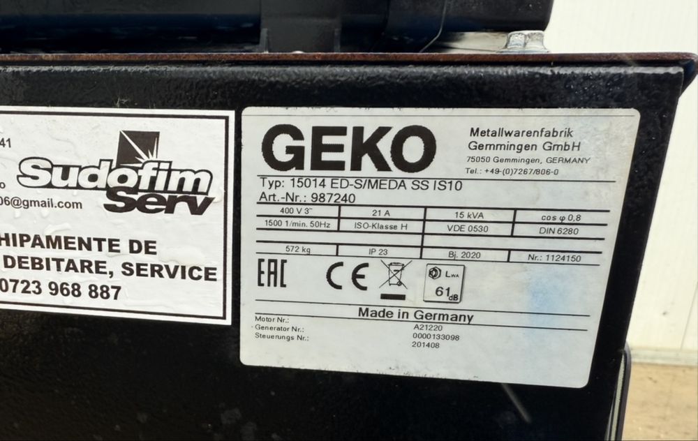 Generator de gurent Geko 15 kwa / 2020 / Mitsubishi /