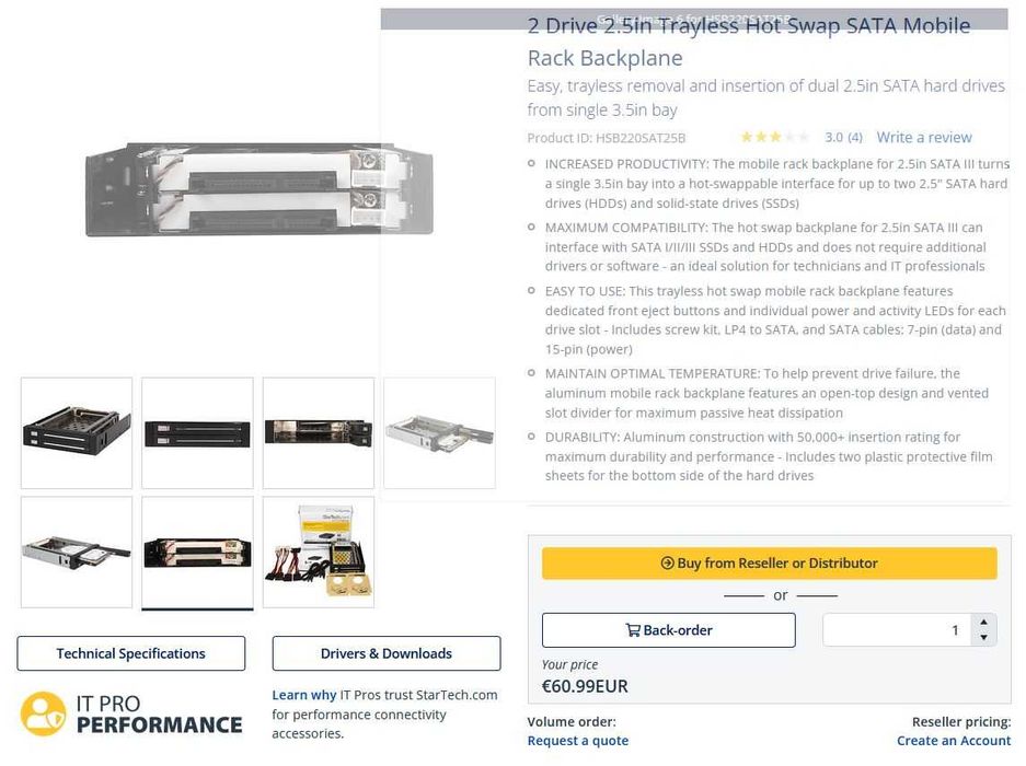 Rack Startech dublu pentru HDD/SSD