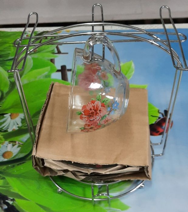 Чайный сервиз -прозрачный с рисунком