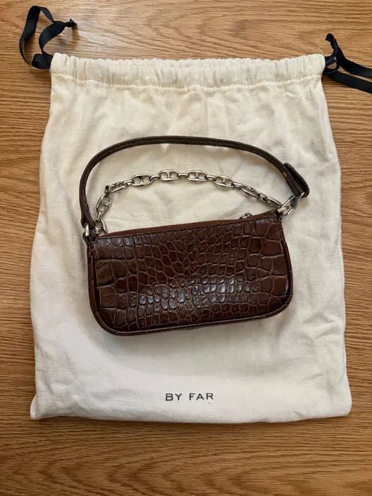 By Far чанта Rachel Croc Embossed Leather