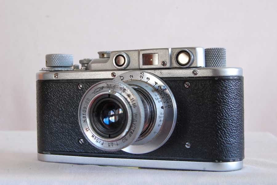 Zorki 1 cu industar 3.5 50, aparat foto clasic telemetric copia leica