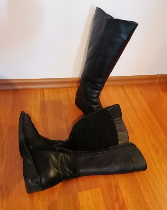 Cizme din piele, damă îmblănite