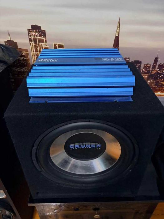 Усилвател 400 вата с каса  350 4ома 12 инчова