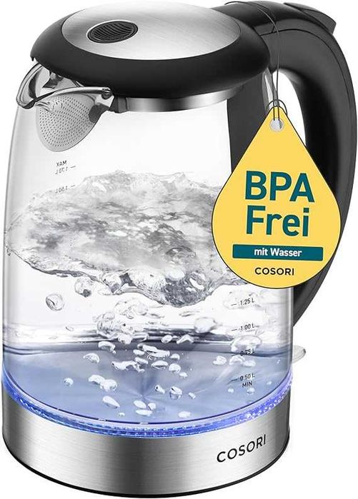 Електрическа стъклена кана COSORI, 1.7 л, 2200W, лек ДЕФЕКТ