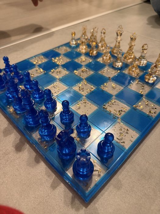 Placa sah+piese foita de aur | CADOU inedit, unic