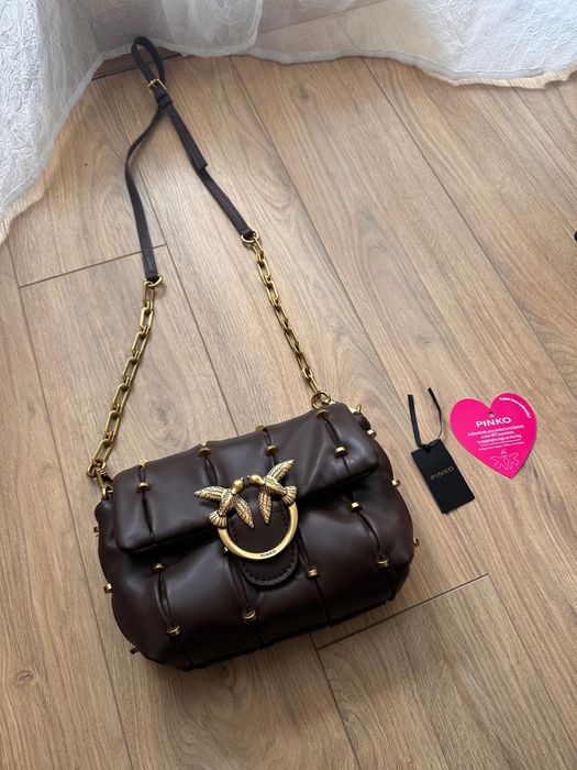 ОРИГИНАЛНА! Pinko дамска чанта кафява кожена