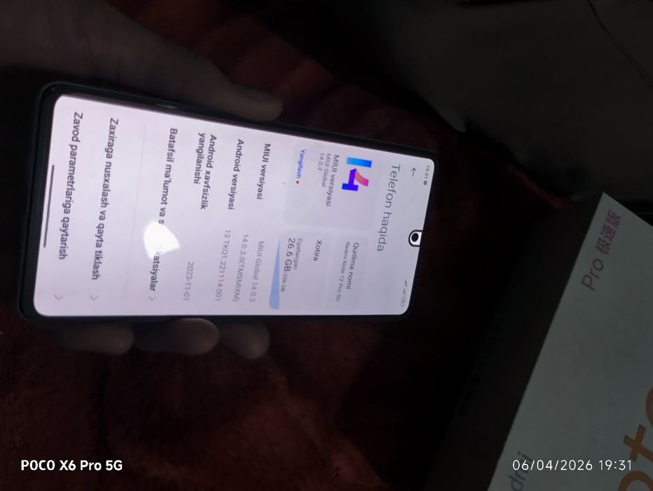 Redmi note 12 Pro 5G 12/256gb yangi