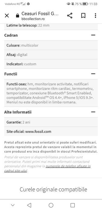 Vand smart watch dama Fossil gen 5,putin folosit. Stare foarte buna!