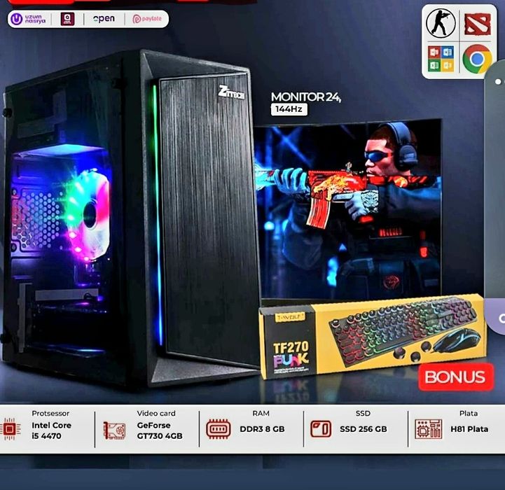 Kompyuter 30 dona bor RGB 24 manitor