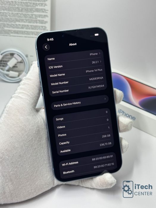 iPhone 14 Plus, 256GB, Blue, 100% батерия, КАТО НОВ, 1г. ГАРАНЦИЯ!