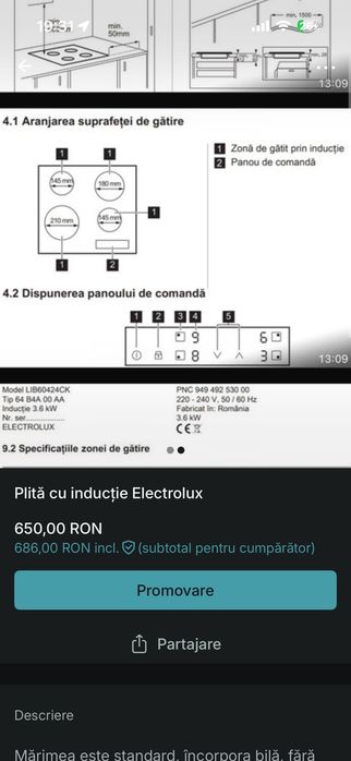 Plită inducție încorporabilă