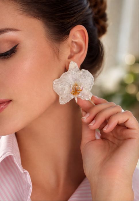 Bijuterii handmade din flori naturale, Lut, rasina epoxidica,