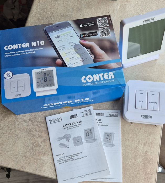 Termostat de ambient fără fir Conter N10 Wifi Comanda prin telefon