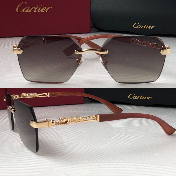 Дамски слънчеви очила дървени дръжки с пантера 5 цвята