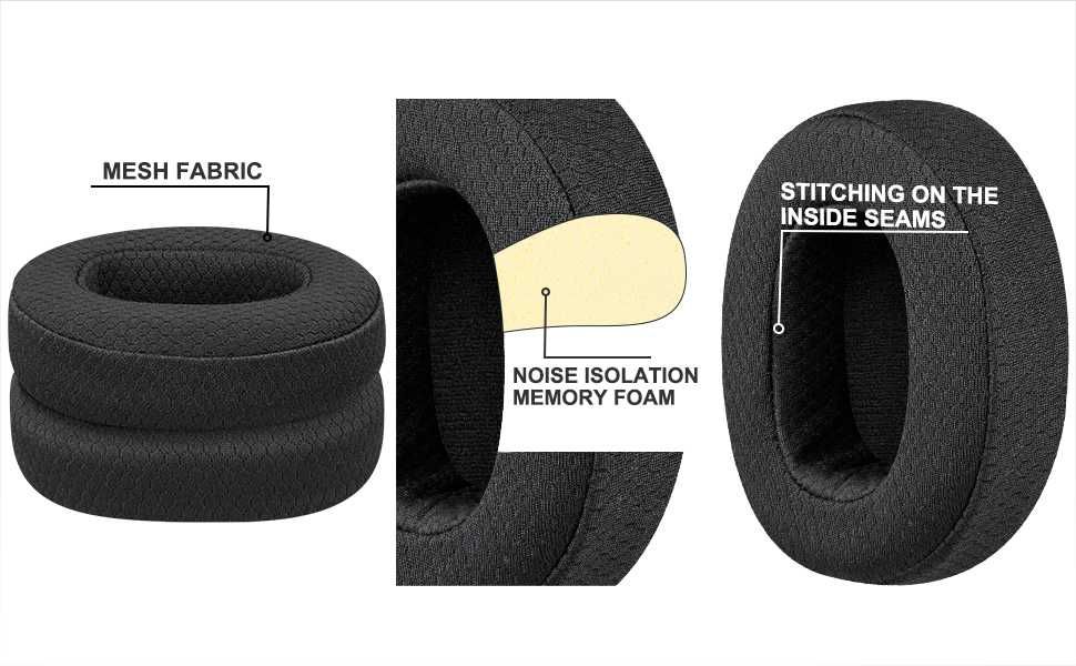 Set 2 bureti pentru casti Skullcandy Crusher ANC 2 / S6CAW-R740, Over-Ear - Negru - Plasa - Spuma cu memorie