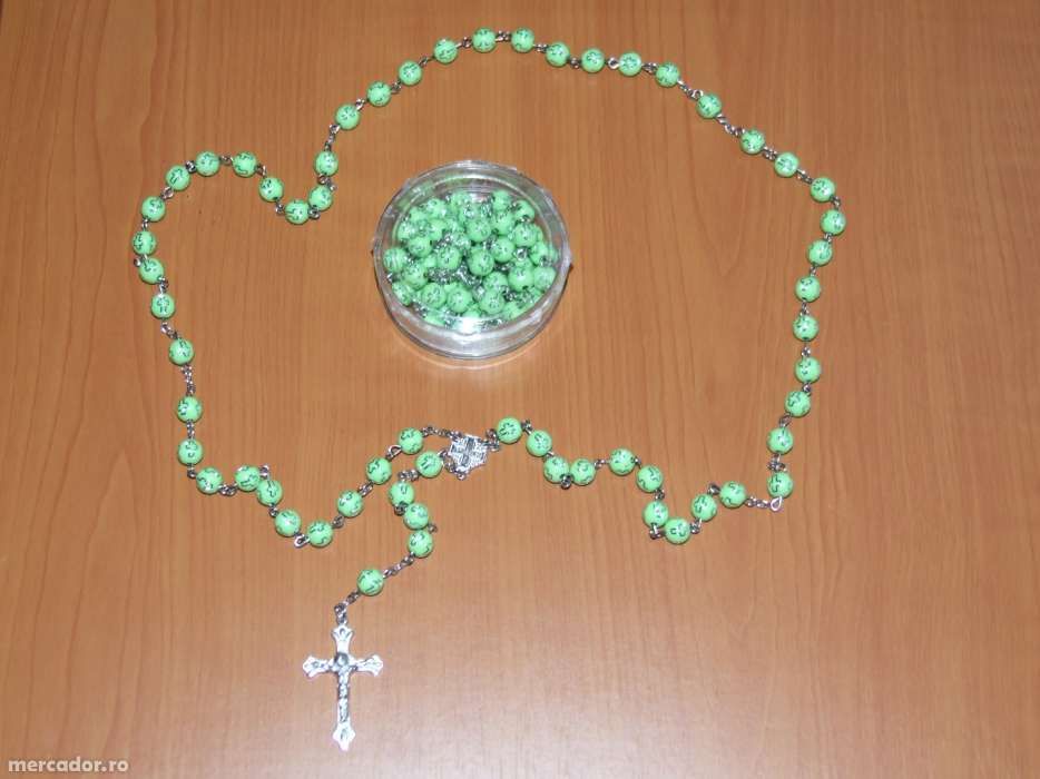 Rozariu margele si lant metal
