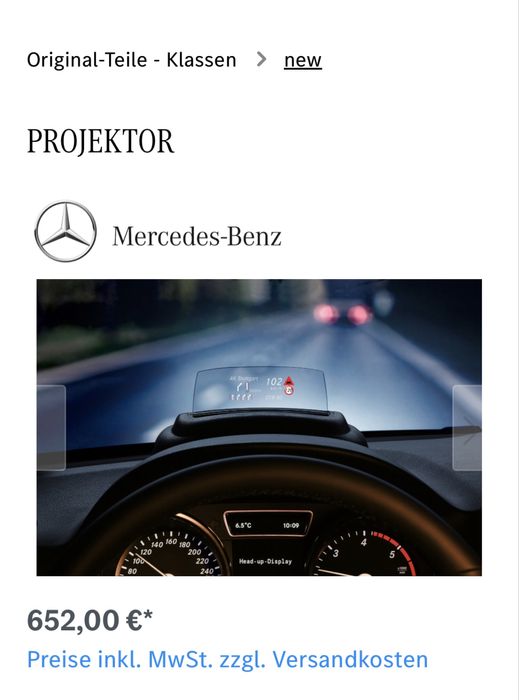 Оригинален Head up дисплей за Mercedes w166