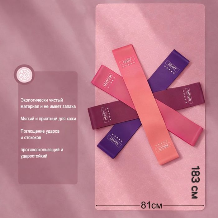 Коврик и резинки для фитнеса