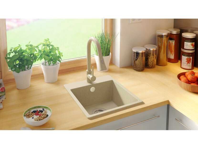 БЕжова Кухненска Мивка от гранит модел Рига Easy 380 x 440 mm