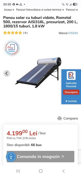Panou solar apa calda (presurizat)200 litri