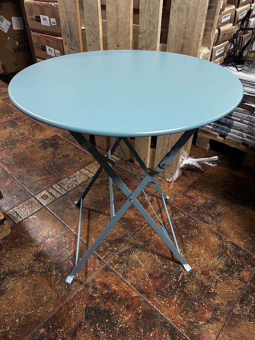 Set bistro pliabil 2 scaune + masă metal – mobilier grădină/balcon, albastru, compact - LIVRARE GRATUITA !