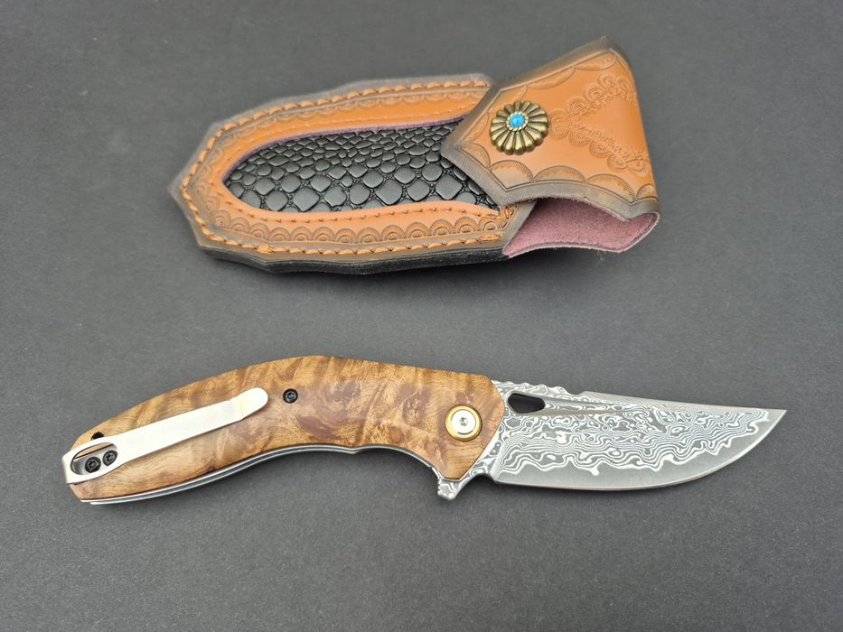 Сгъваем джобен нож,дамаска стомана,съчмен лагер,Flipper Outdoor,SD15