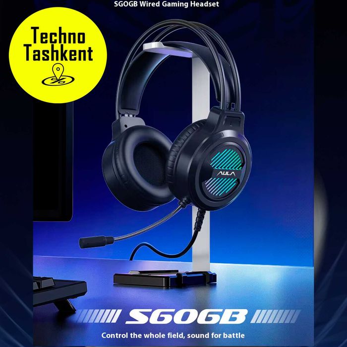 Проводные игровые наушники Aula S606B RGB, с микрофоном