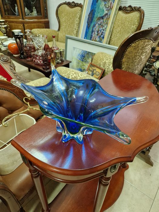 Превъзходна антикварна  кристална купа фруктиера Бохемия