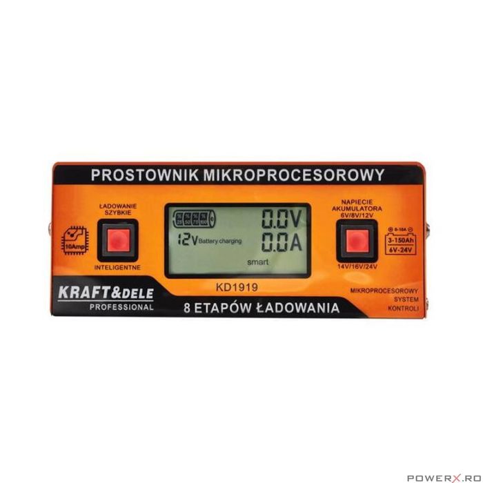 Redresor auto digital cu microprocesor, 10A, 6-24V, Kraft