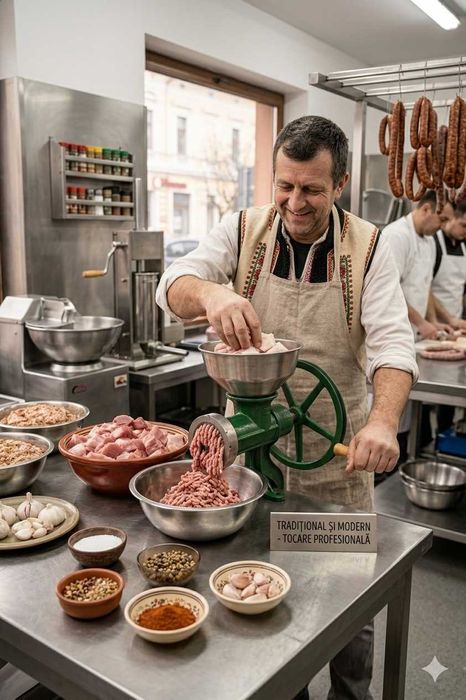 Masina de tocat carne manuala fonta cu roata volanta