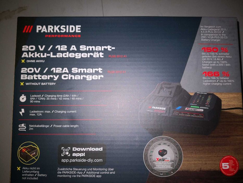 Incarcator Smart Parkside 12A 20V X20V Team Garantie 5A