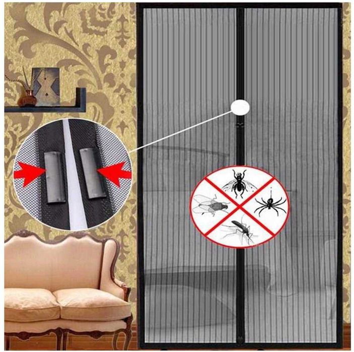 Perdea ALBA neagra plasa anti-insecte inchidere magnetica 120*210cm