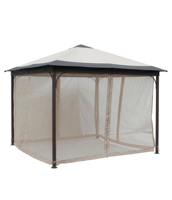 Pavilion / cort gradina, Torino, patrat, cadru metalic + poliester, bej, 3 x 3 m