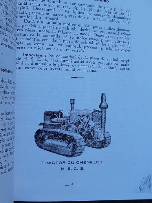 Tractor epocă, cartea tehnica, 1939