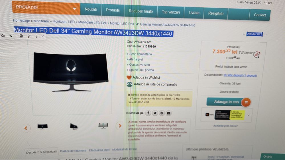 Monitor dell 34 curbat 2k