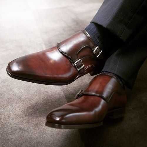 Pantofi double monk 43 premium Cinti Italy piele naturala moale negru