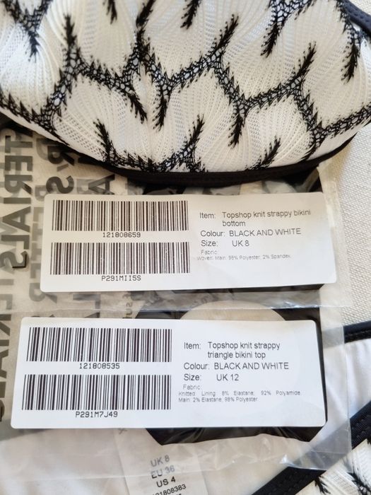 Бански костюм S/M бял черен две части горнище долнище triangle bikini