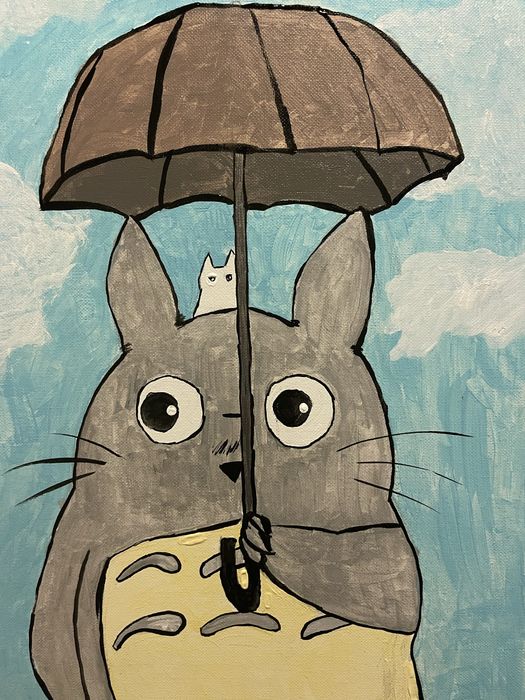 Totoro art with umbrella