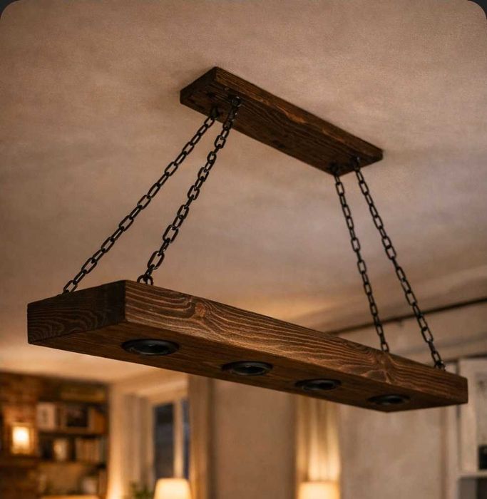 Висяща дървена лампа за тава на лунички