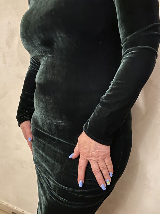 Rochie din catifea, culoare verde inchis