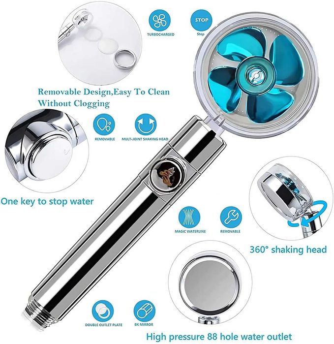 Para de dus cu filtru integrat elice presiune ridicata economisire apa