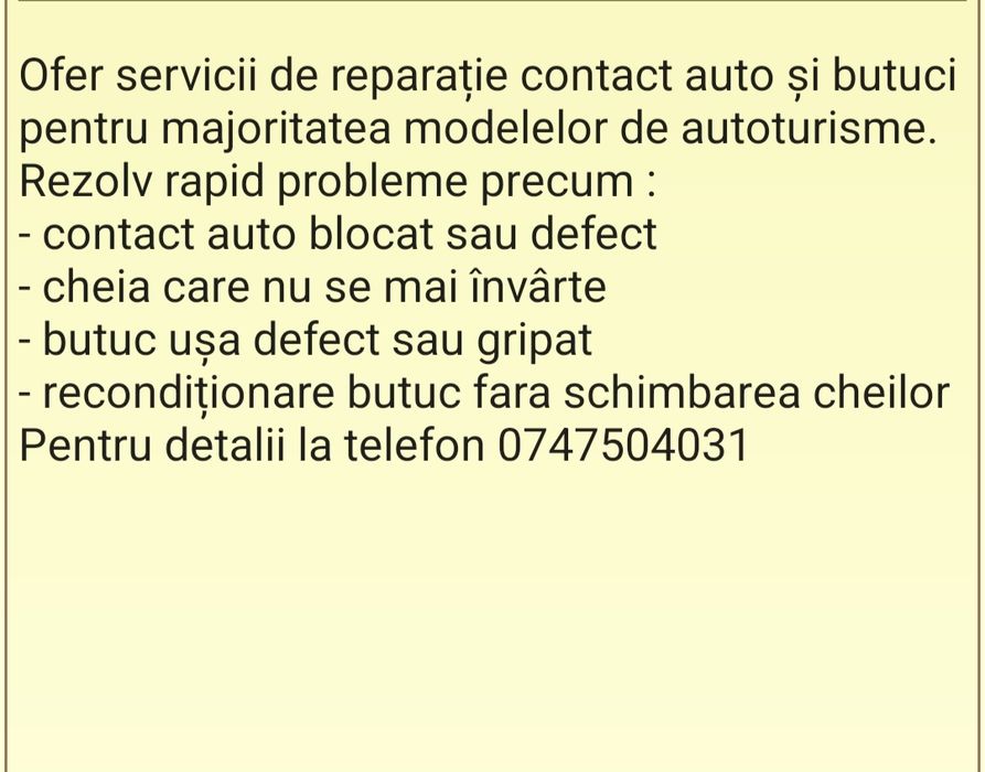 Repar contact și butuc auto