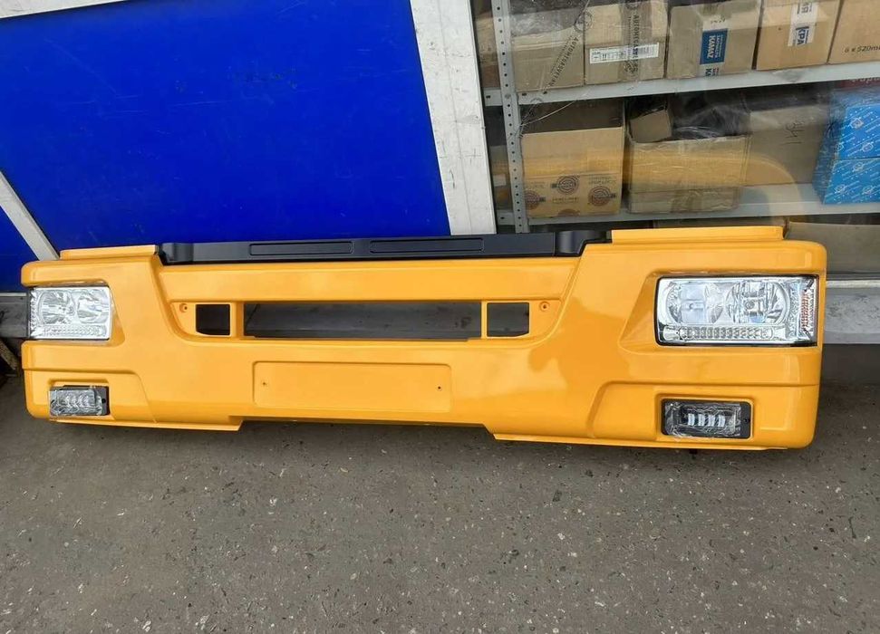 Бампер в сборе на КамАЗ-65115 Рестайлинг, Желтый (Нового образца).