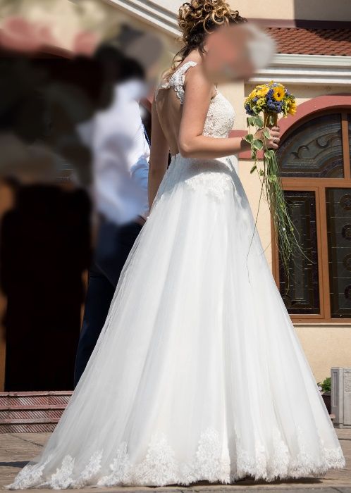 Уникална булчинска рокля с турска дантела и гол гръб ПРОМО